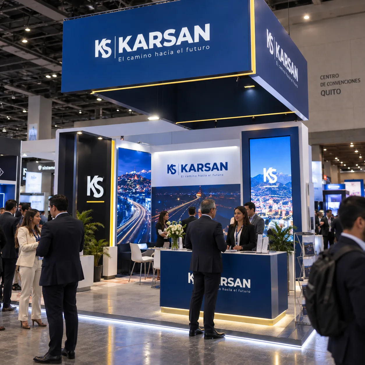 Stand de KARSAN en una feria empresarial, ejemplo de alianza con una empresa de eventos
